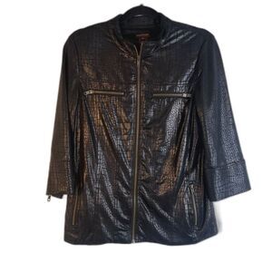 Multiples Faux Leather Faux Crocodile Zip Up‎ Edgy Jacket Size MD Punk Grunge